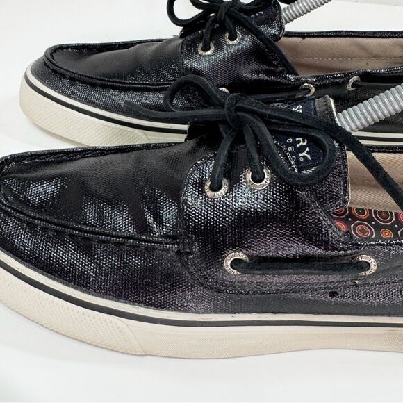 Sperry Topsider Coated Canvas Boat Deck Shoes Black Womens 9 - Picture 7 of 11